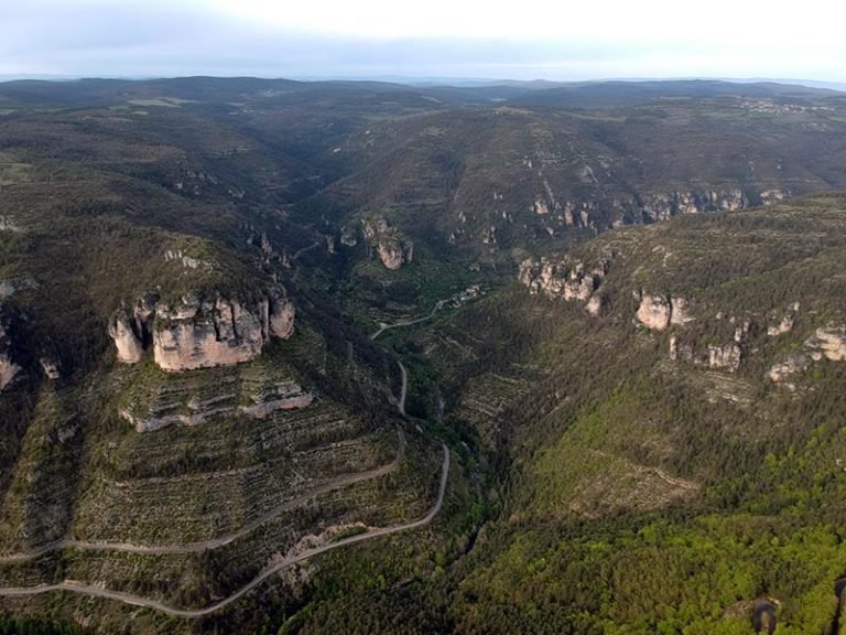 Vue aérienne gorges de la Jonte